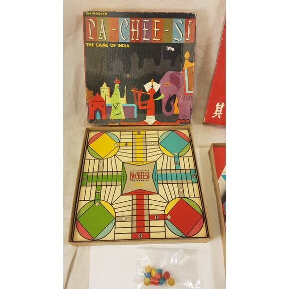 Transogram Games Chinese Checkers Pa-Chee-Si 1955 1956 Vintage Board Game BOXED - Picture 2 of 12